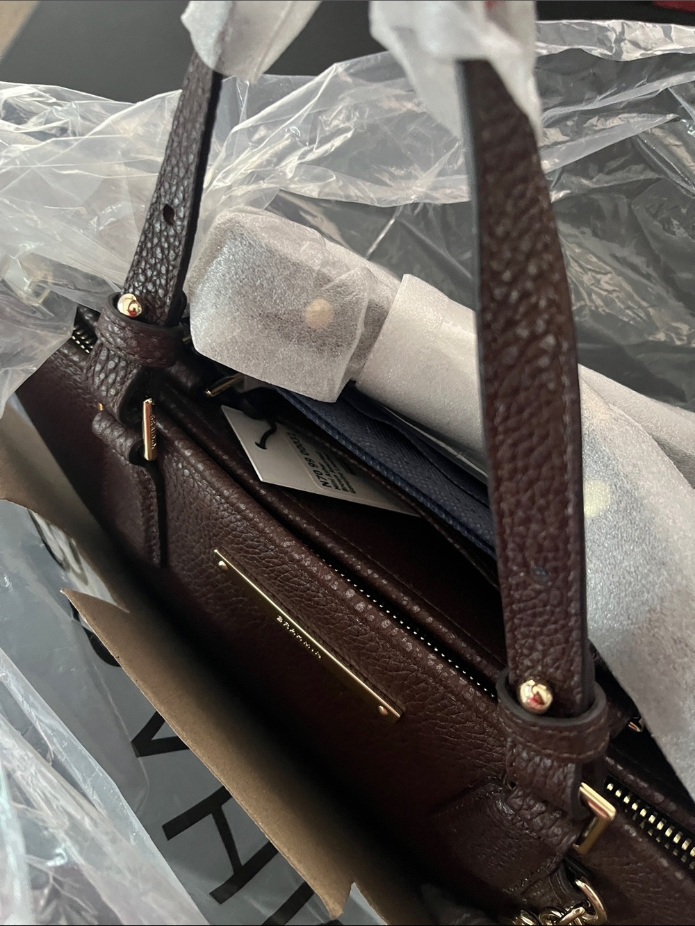 NWT Brahmin Mini-Asher Dark Brown Pebbled Leather Satchel Crossbody - Picture 14 of 14